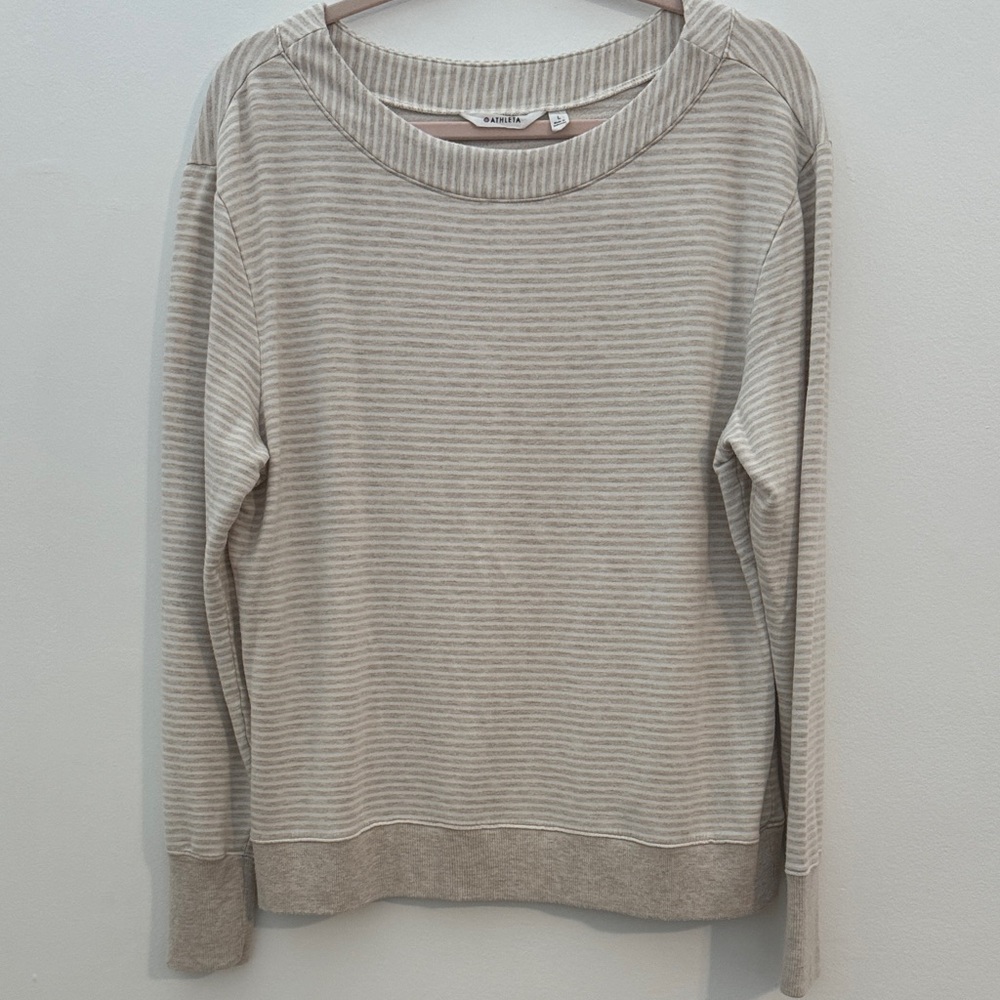 Athleta Studio Striped Boatneck French Terry Sweatshirt - Size L